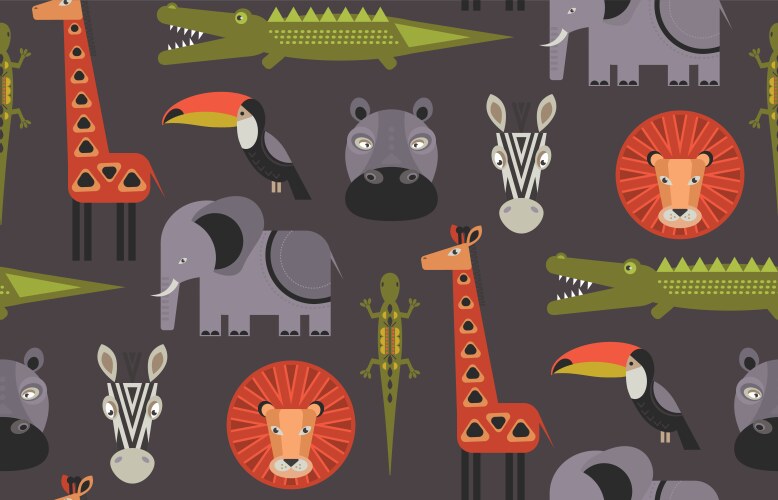 Cute seamless pattern with safari animals Vector Image