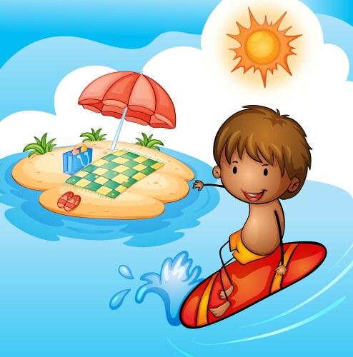 Little boy woke up and smile Royalty Free Vector Image