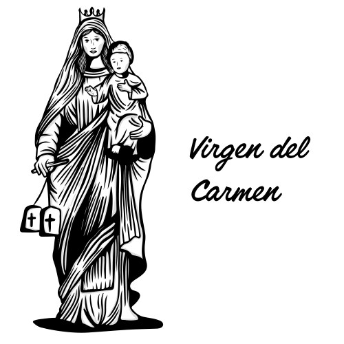 Hand drawn virgen del carmen design Vector Image