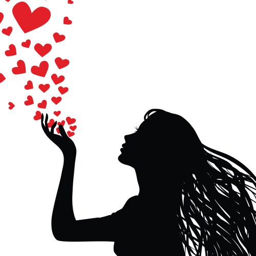 Silhouetted Woman Blowing Kiss Vector Image