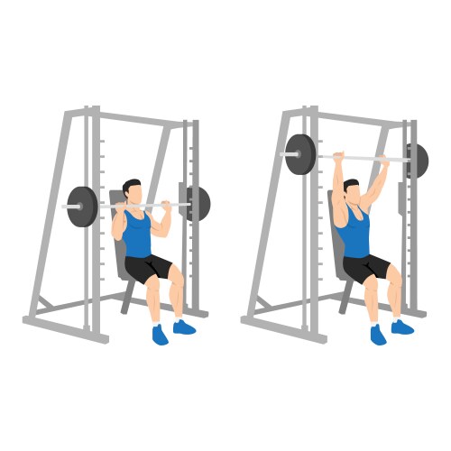 Woman doing smith machine barbell bench press Vector Image