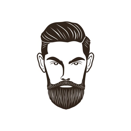Bearded man head isolated on white background Vector Image