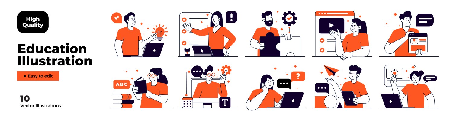 Trajectory education concept with characters Vector Image