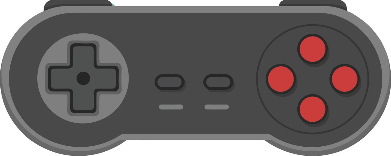 Retro game controller with red buttons and gray vektorbild