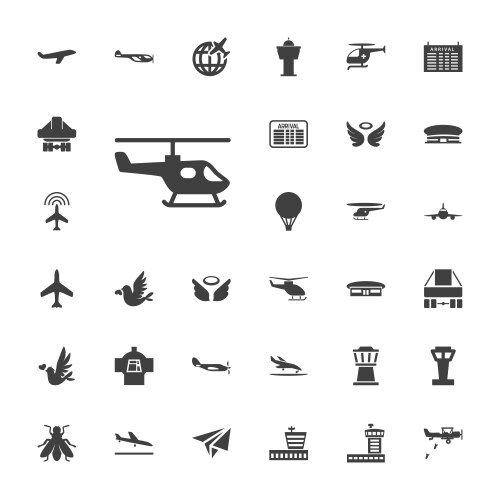 33 flight icons vector image