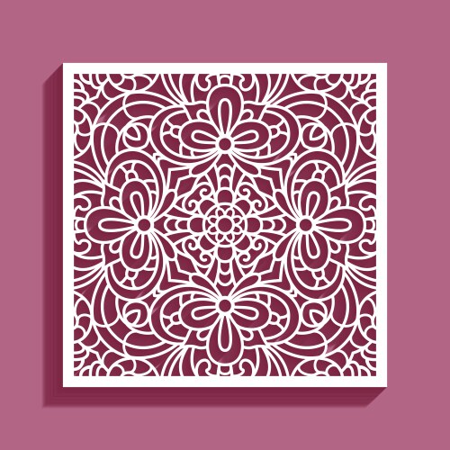 Cutout paper panel with floral lace pattern Vector Image