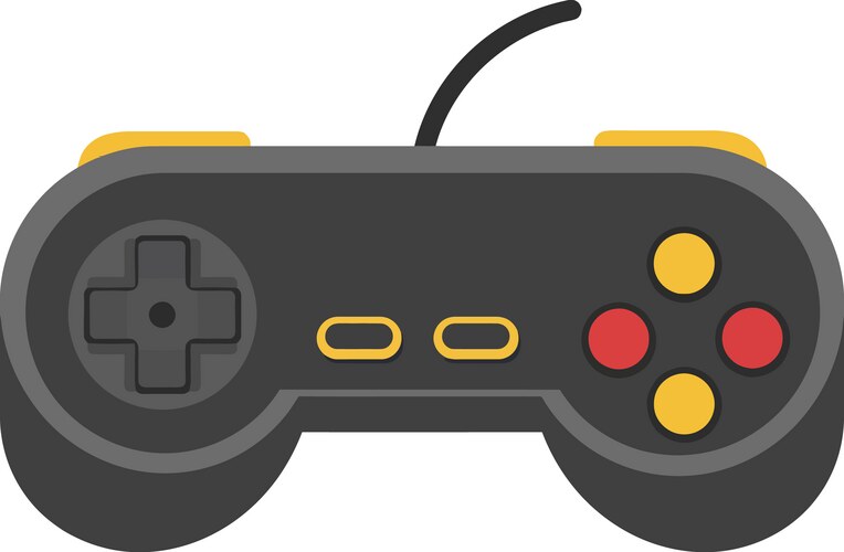 Retro style game controller with red and yellow vektorbild