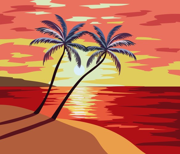 Beautiful sunset view background in the beach Vector Image