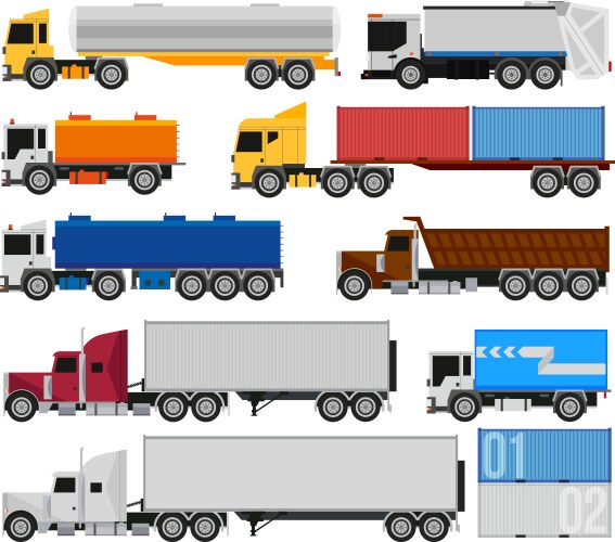 trucks and trailers vector image vector image