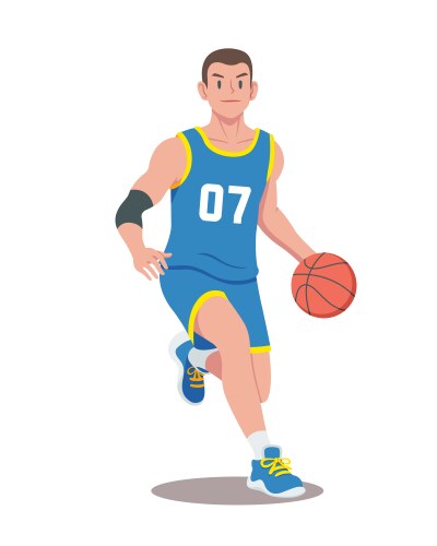 Flat style basketball player cartoon vector image