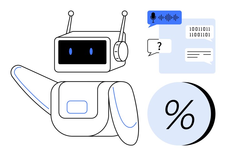 Friendly chatbot with speech bubbles binary codes vector image