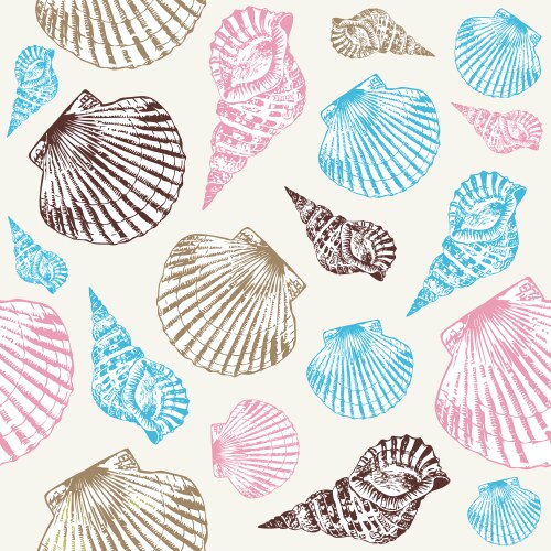 Seashells pattern background Royalty Free Vector Image