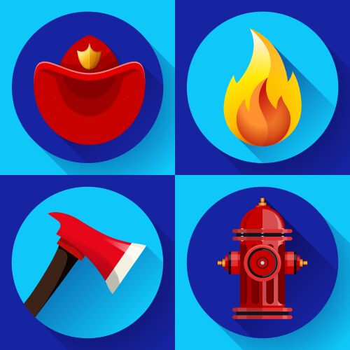 Firefighter icons elements set vector image