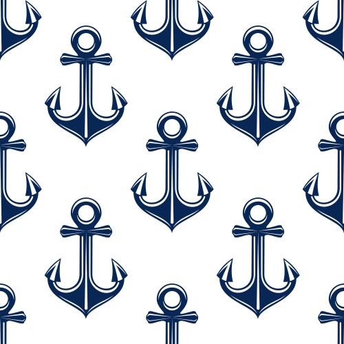 Retro anchors blue seamless pattern vector image