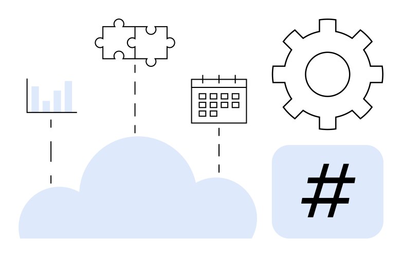 Cloud integration with analytics calendar puzzle vector image