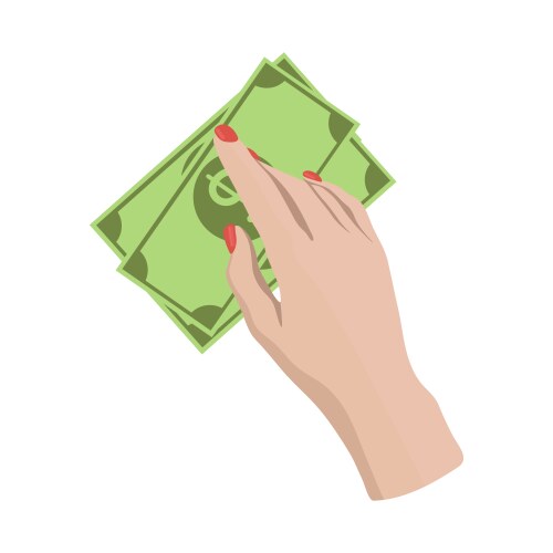 Pay for something hand holds bills drawing Vector Image