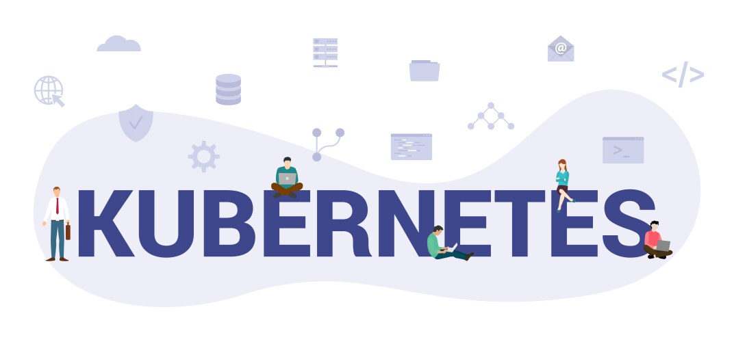 kubernetes concept with modern big text or word vector image
