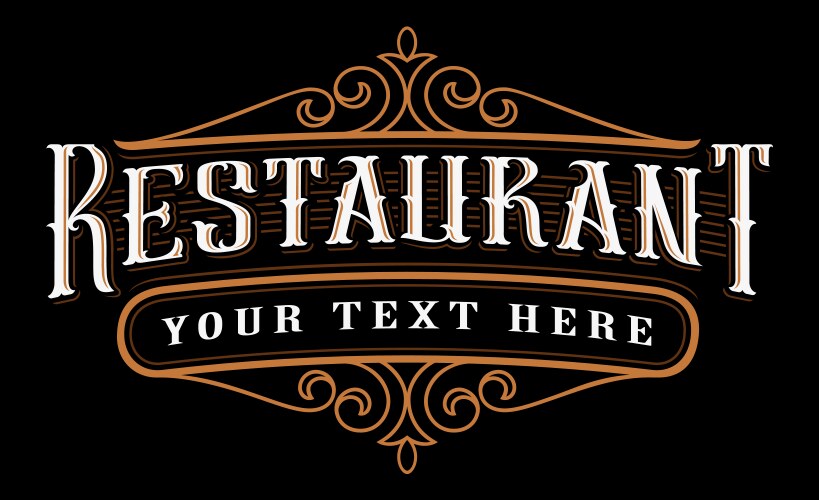 Vintage Restaurant Lettering Logo Vector Image