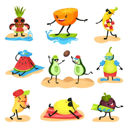 Humanized Mango Orange tropical mango fruit isolated on white Vector Image