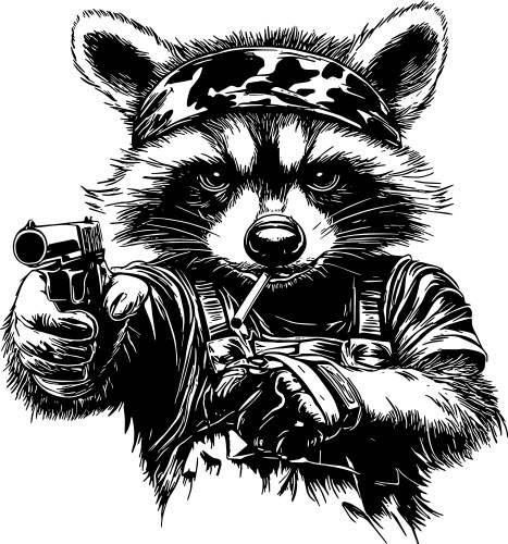 Raccoon with Tactical Gear and Gun Vector Image