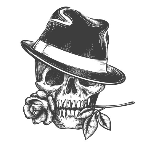 Skull with Rose Flower Hat Vector Image