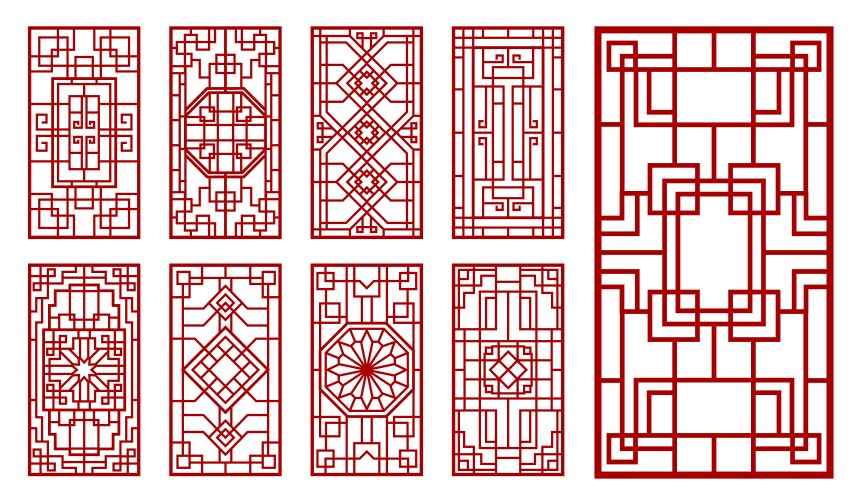 Traditional korean door and window ornament Vector Image