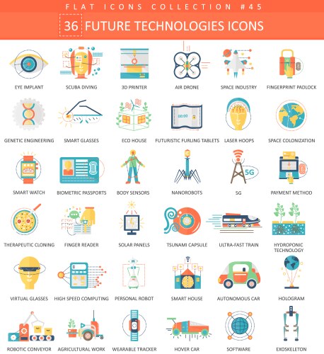 Future technologies icons Royalty Free Vector Image