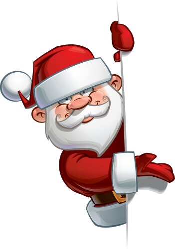 Happy santa scroll blank label pointing Royalty Free Vector