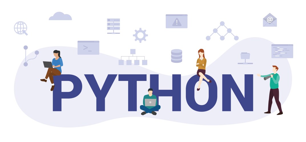 Python programming language concept with modern vector image