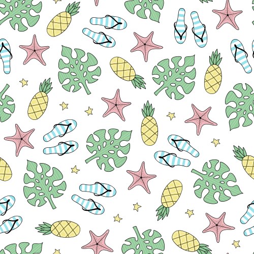 Cute hand drawn summer time theme seamless pattern
