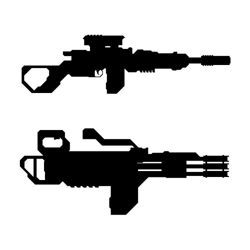 Black silhouette of machine gun Royalty Free Vector Image