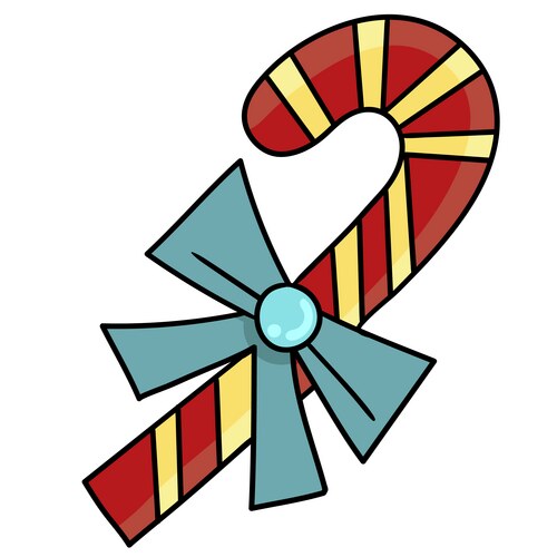 Candy cane christmas celebration doodle icon image Vector Image