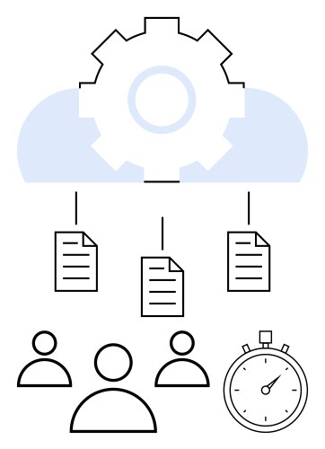 Cloud-based workflow with document sharing team vector image