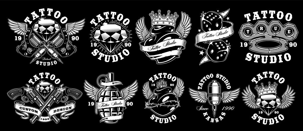 Tattoo Emblem Set - Vintage & Bold Vector Image