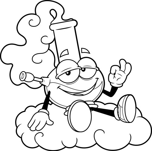 Outlined marijuana bong cartoon character Vector Image