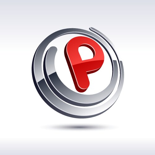 3d p letter icon vector image