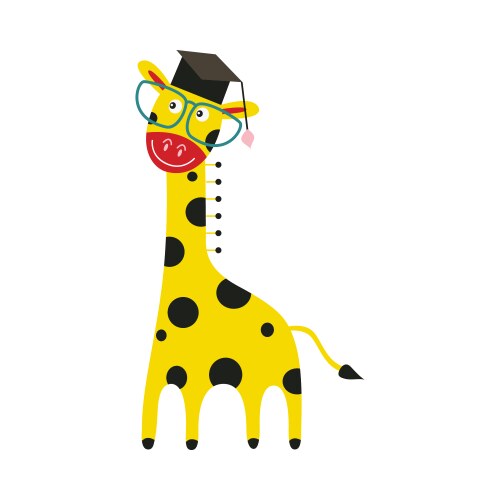 giraffe cartoon character in big eyeglasses vector