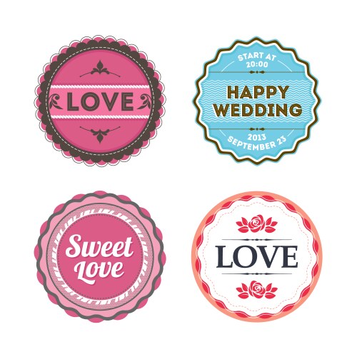 Romantic Love Badges Set Vector Image