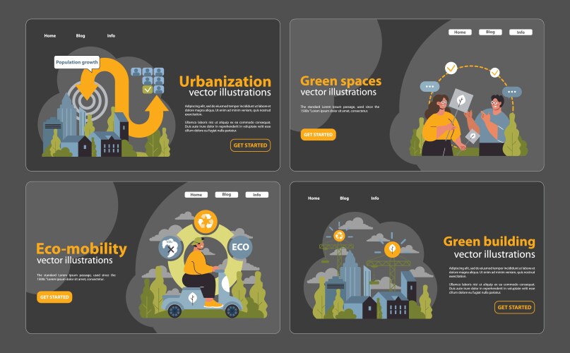 Sustainability concepts set flat Royalty Free Vector Image