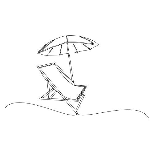 continuous line drawing beach umbrella vector