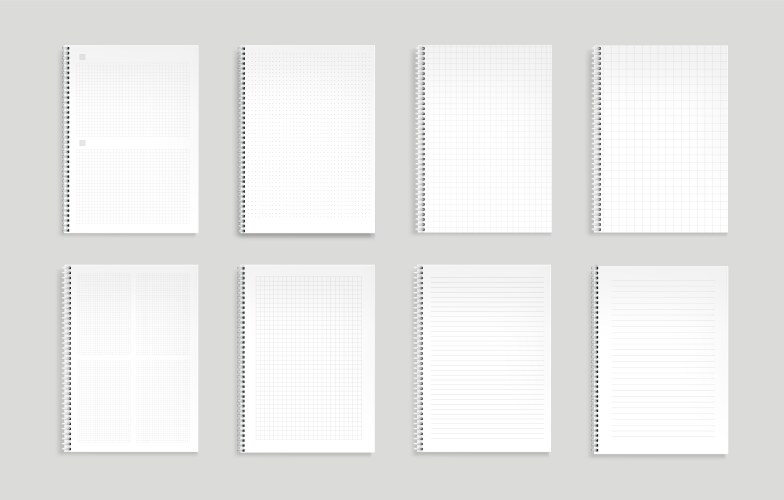 notebooks with lines dots and square grid vector image