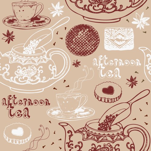 Vintage afternoon tea background Royalty Free Vector Image