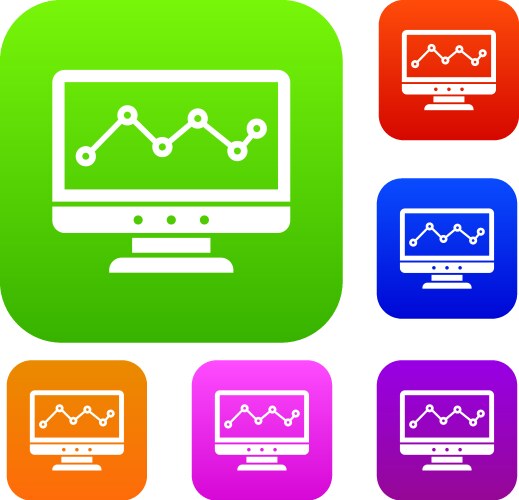 Graph in computer screen set collection vector image