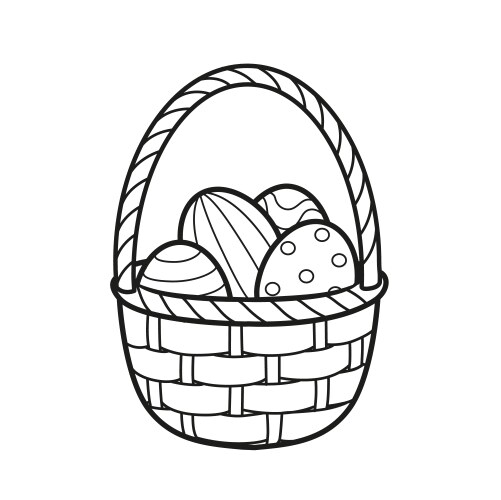 Bunny and basket of easter eggs isolated coloring – Royalty-Free Vector ...