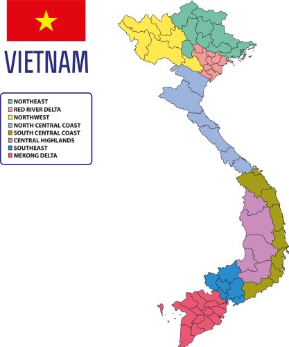 Detailed Vietnam Political Map Vector Image
