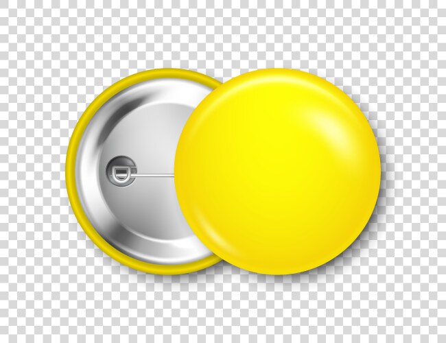 Realistic yellow blank badge isolated vector image