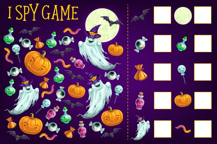 Halloween I Spy Game - Find the Objects! vector image
