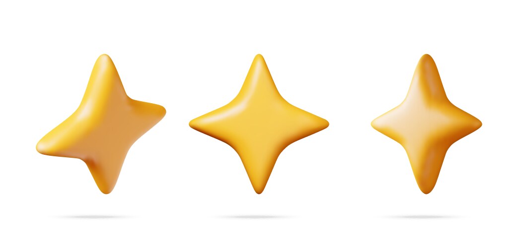 3d glossy yellow star in different angles vector image