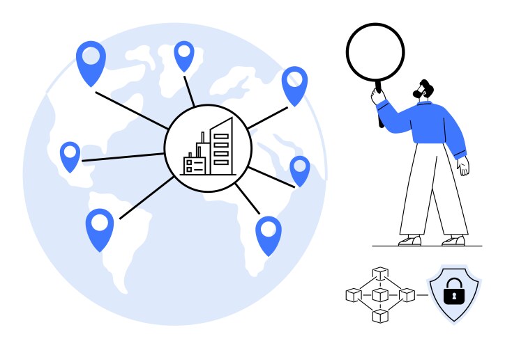 Global network connectivity and secure data vector image