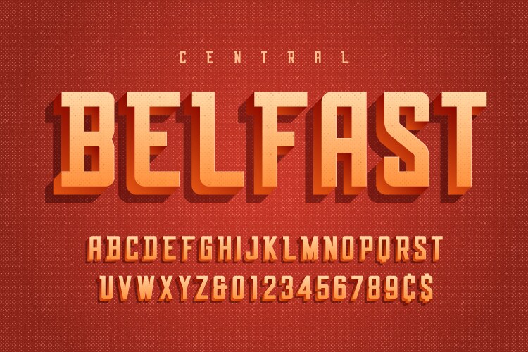 Retro 3D Alphabet Display Font vector image